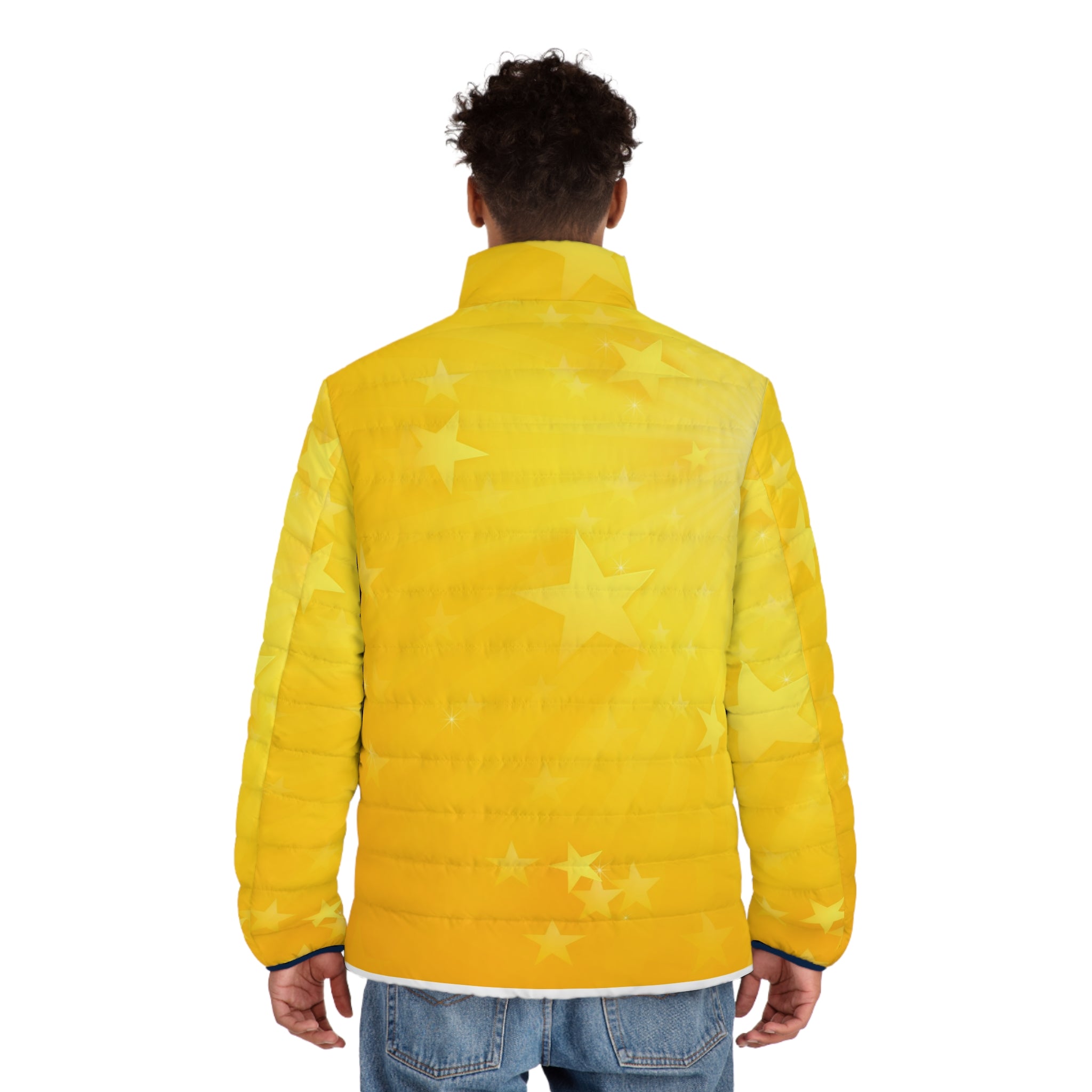 Yellow Sun Star Puffer Jacket — Men's Lightweight Quilted Coat