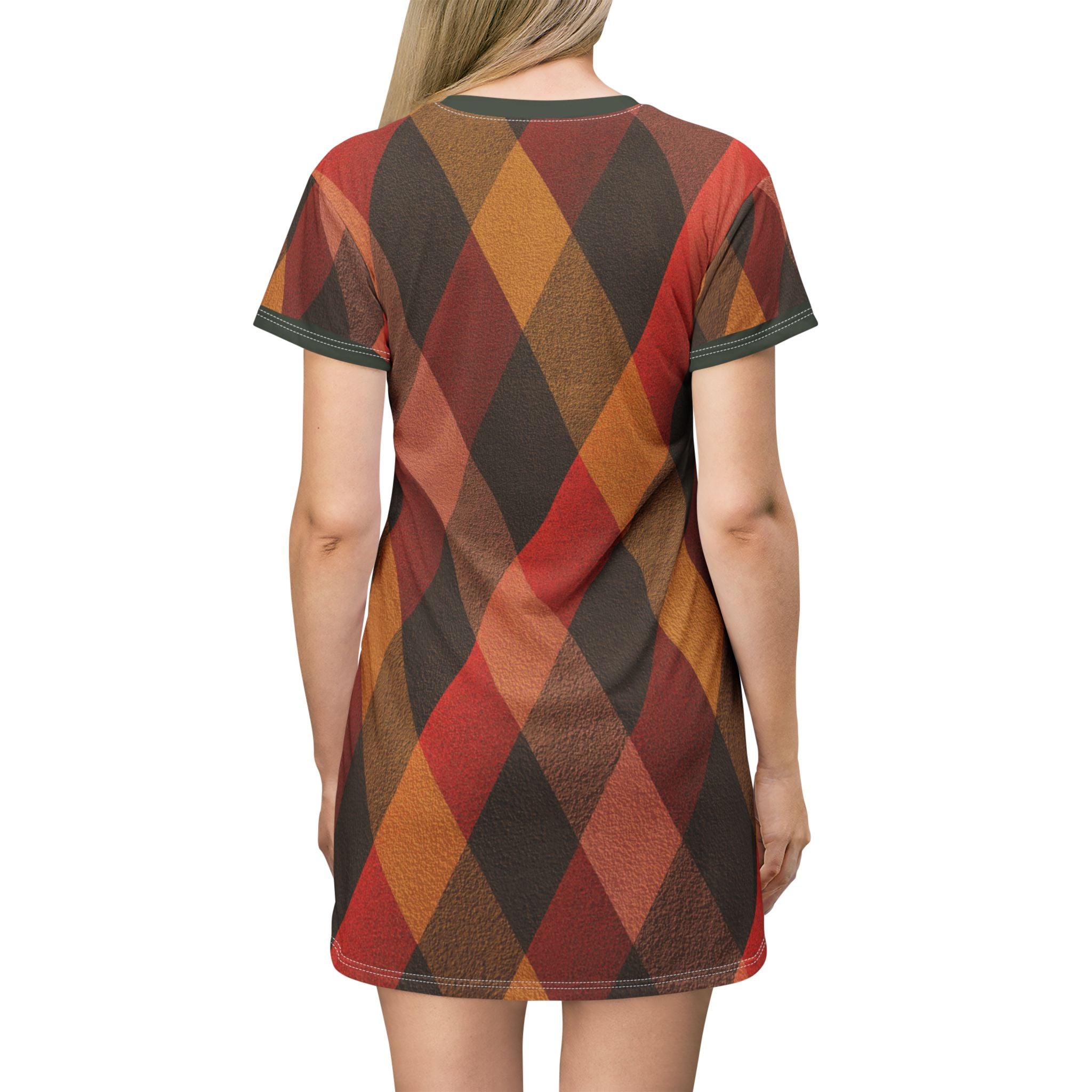 Autumn Argyle T-Shirt Dress – Vintage Plaid Fall