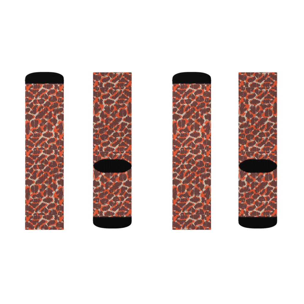 Leopard Print Socks — Bold Orange Cheetah Crew Socks
