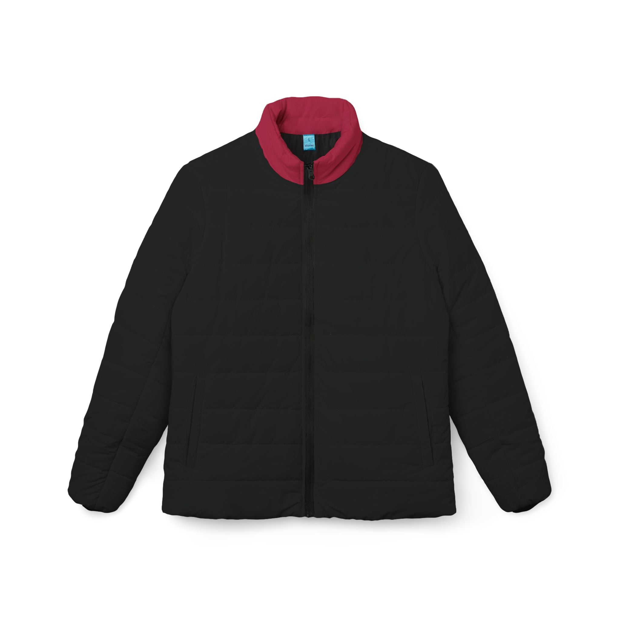 Women's Puffer Jacket - Lightweight Quilted Coat with Contrast Collar