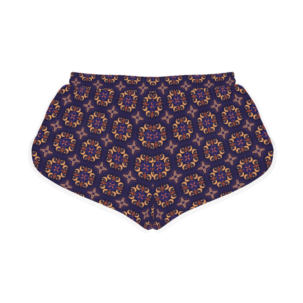 Navy Boho Tile Print Women's Relaxed Shorts