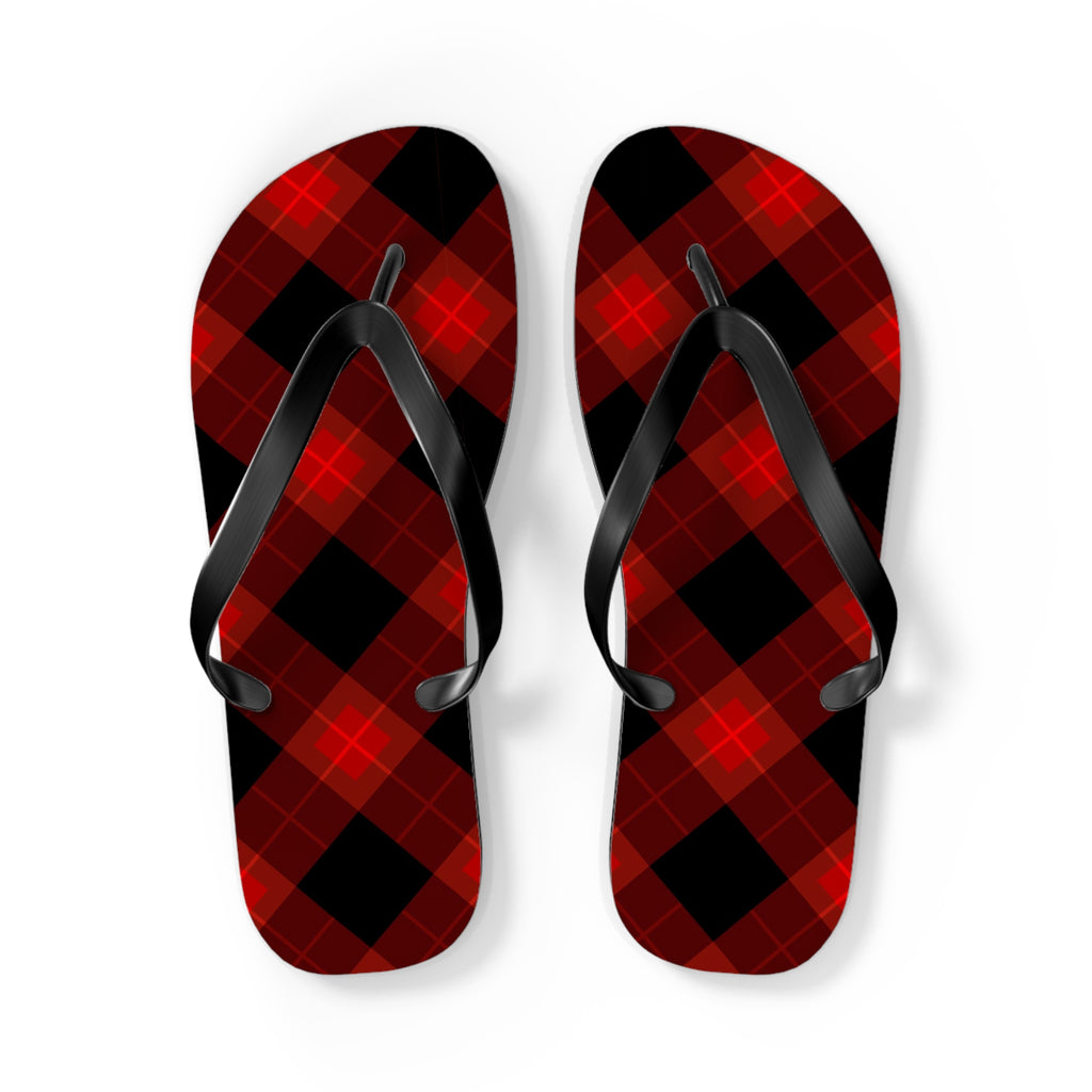 Plaid Red & Black Flip Flops — Buffalo Check Summer Sandals