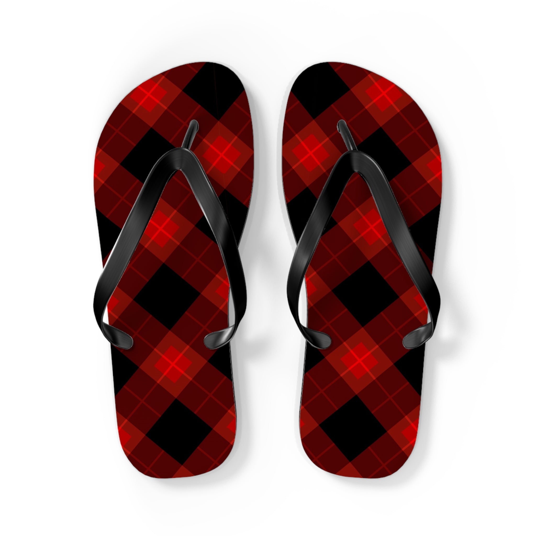 Plaid Red & Black Flip Flops — Buffalo Check Summer Sandals