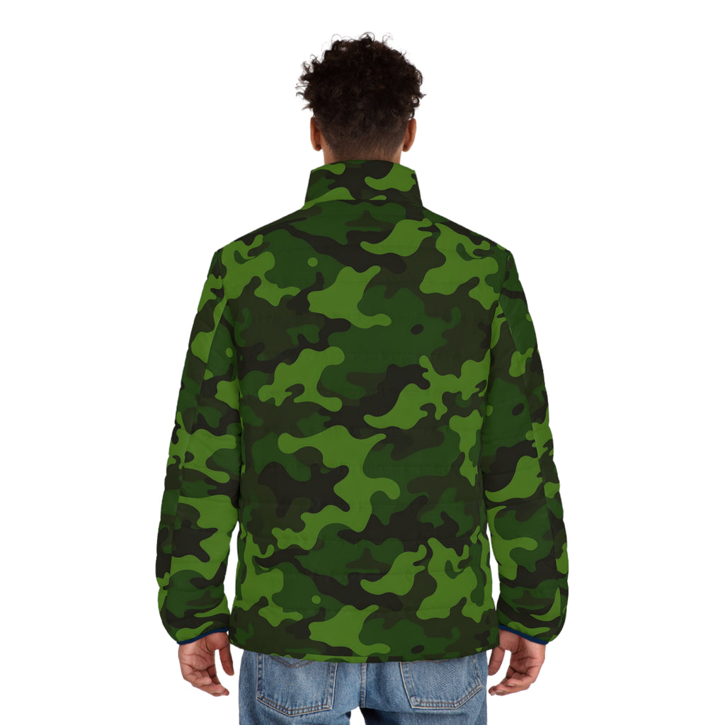 Green Camo Pattern Puffer Jacket | Camouflage Outerwear