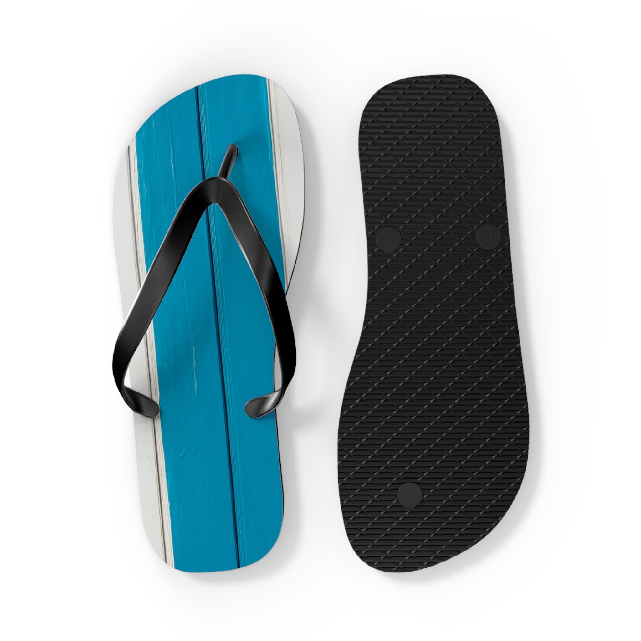 Light Blue Striped Beach Flip Flops – Casual Summer Sandals
