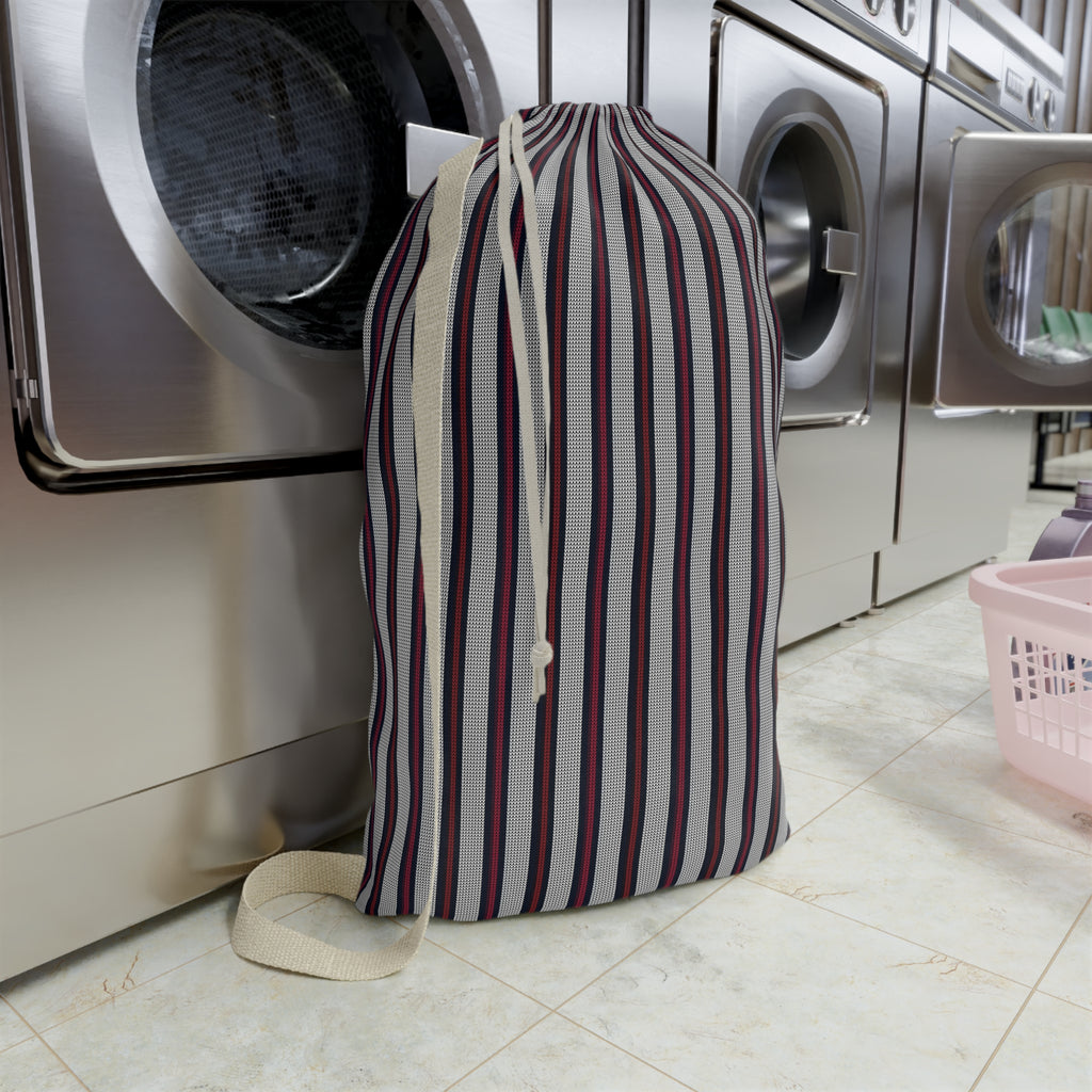 Striped Laundry Bag with Carry Strap – Travel & Dorm Storage Organizer