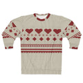 Pixel Heart Fair Isle Sweatshirt | Red Cream Knitted Pattern