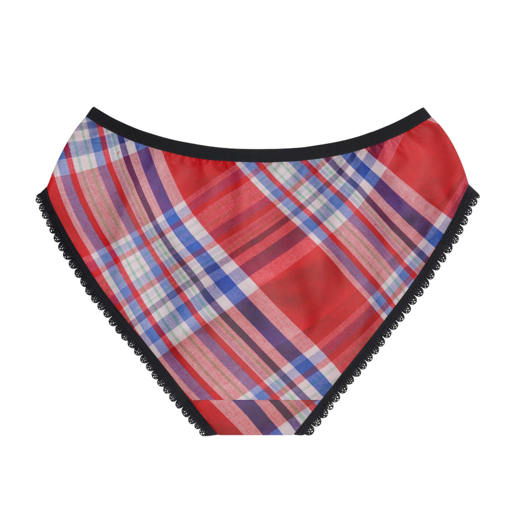 Red Plaid Women's Briefs – Comfortable Cotton-Feel Bikini Panties