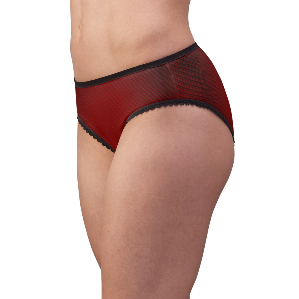 Women's Lace-Trim Vintage Crimson Red Briefs — Comfortable Everyday Bikini Panties