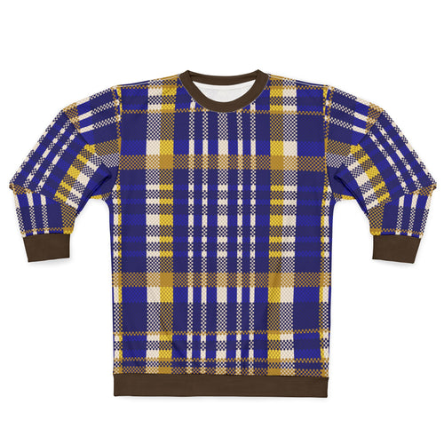 Blue & Gold Plaid Sweatshirt - Cozy Plaid Pullover