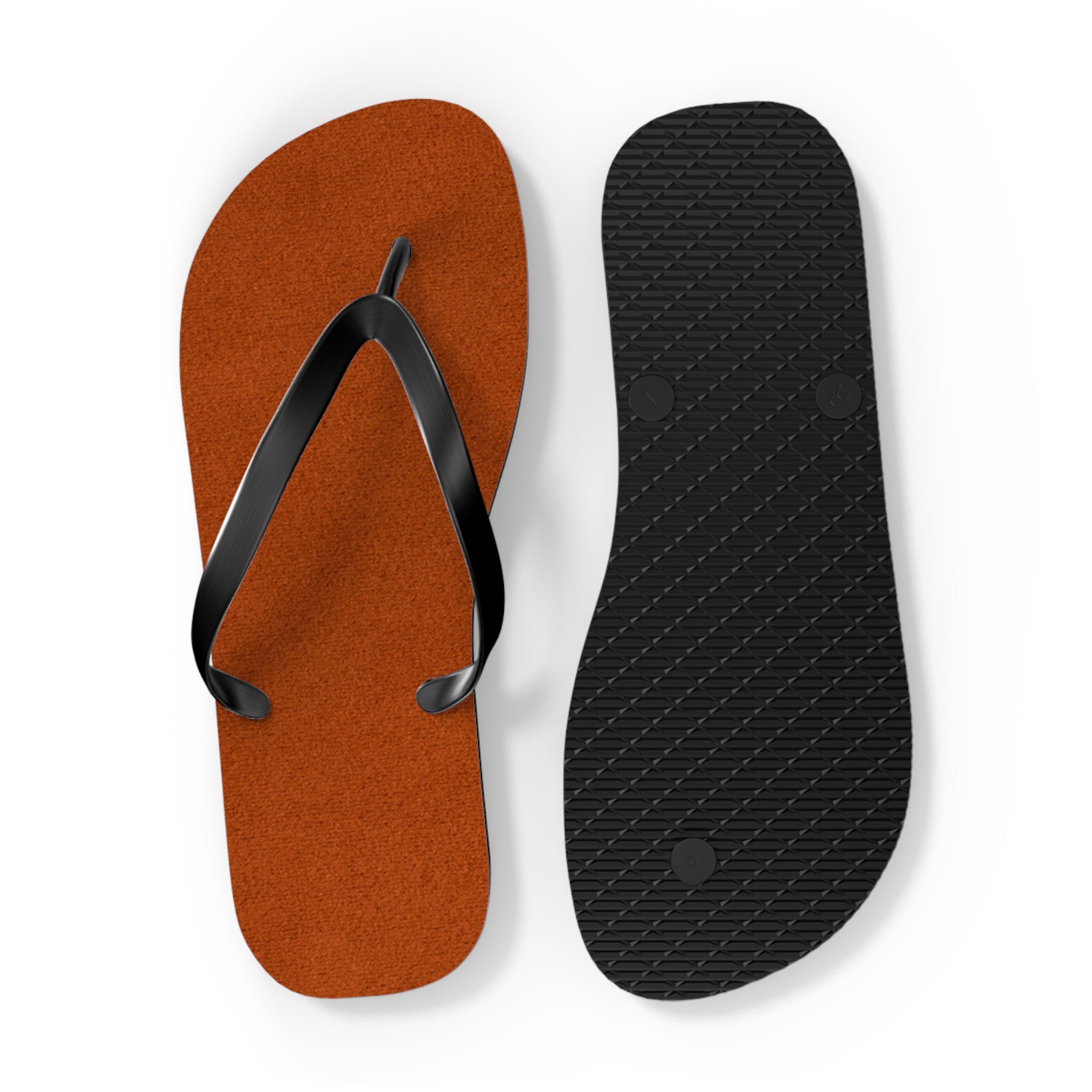 Rust Suede Flip Flops – Casual Beach Sandals with Black Straps