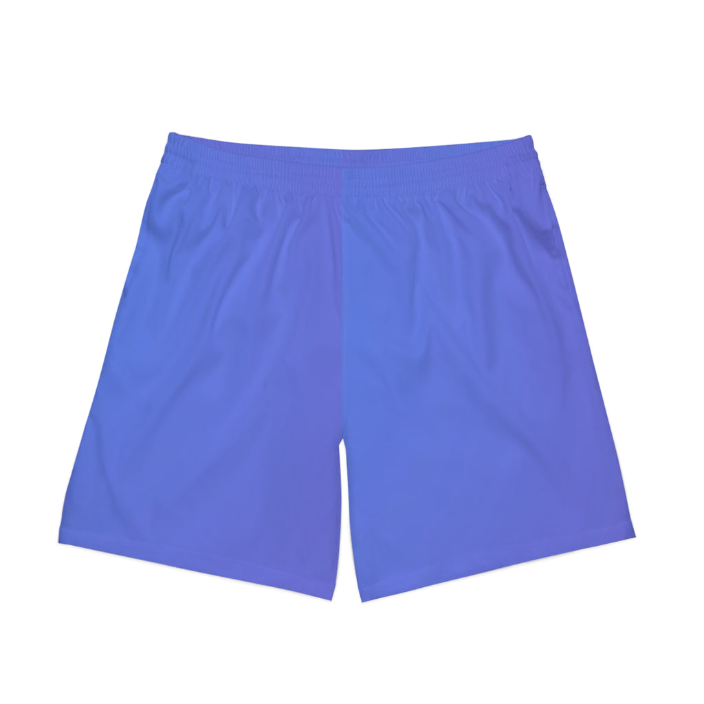 Men's Gradient Blue Beach Shorts - Elastic Swim Trunks