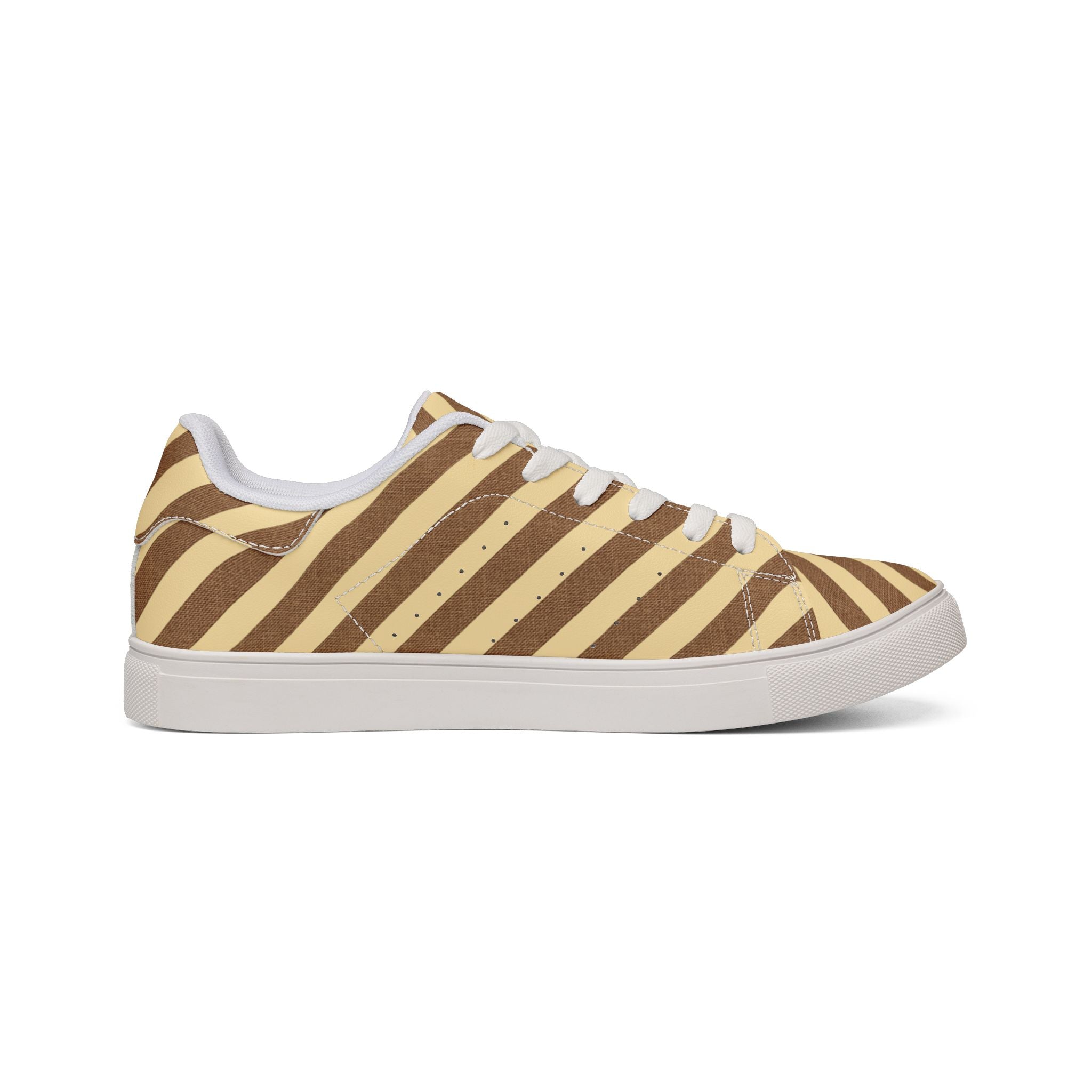 Diagonal Brown Stripes Sneakers | Low-Top Leather