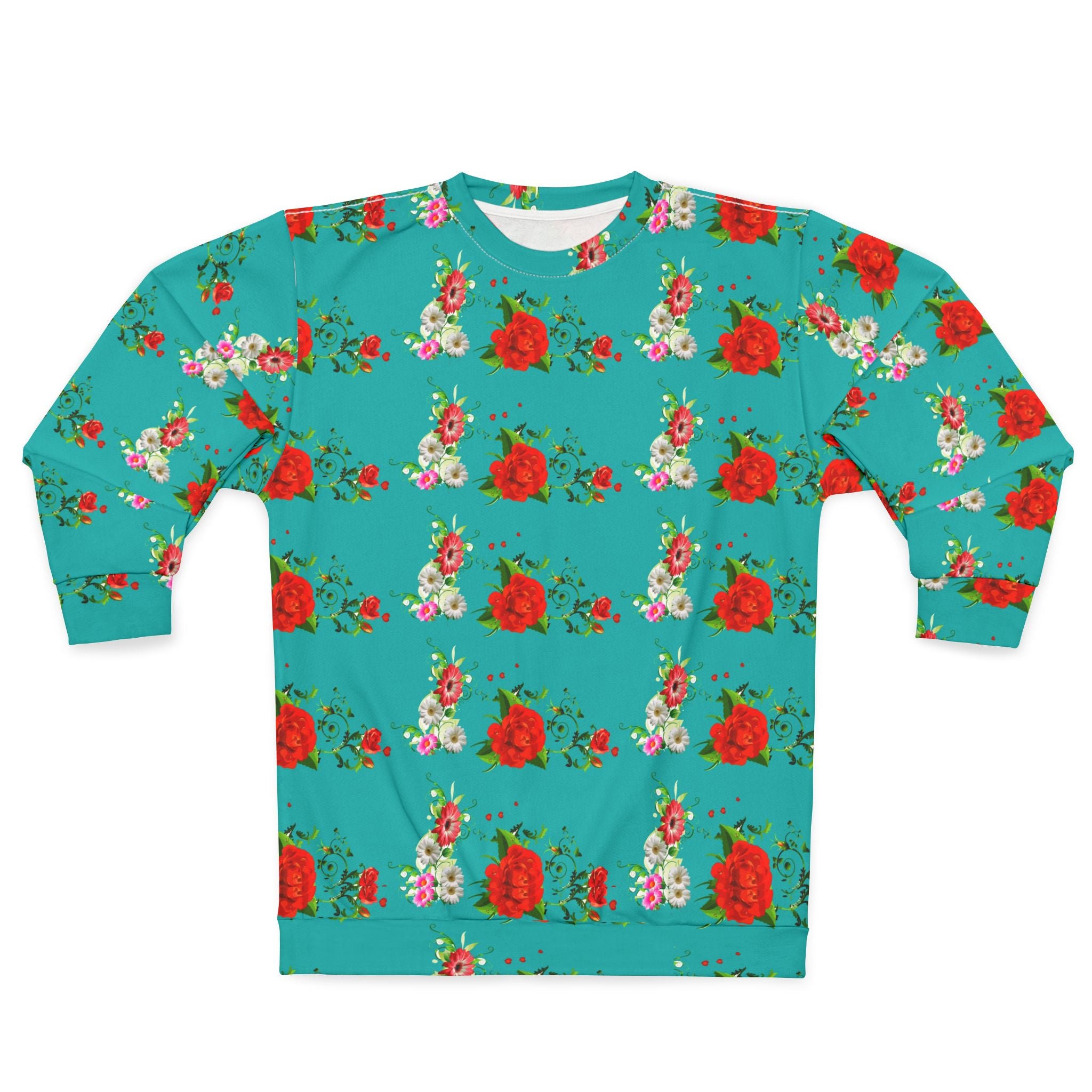 Red Rose Floral Pattern Sweatshirt | All-Over Print