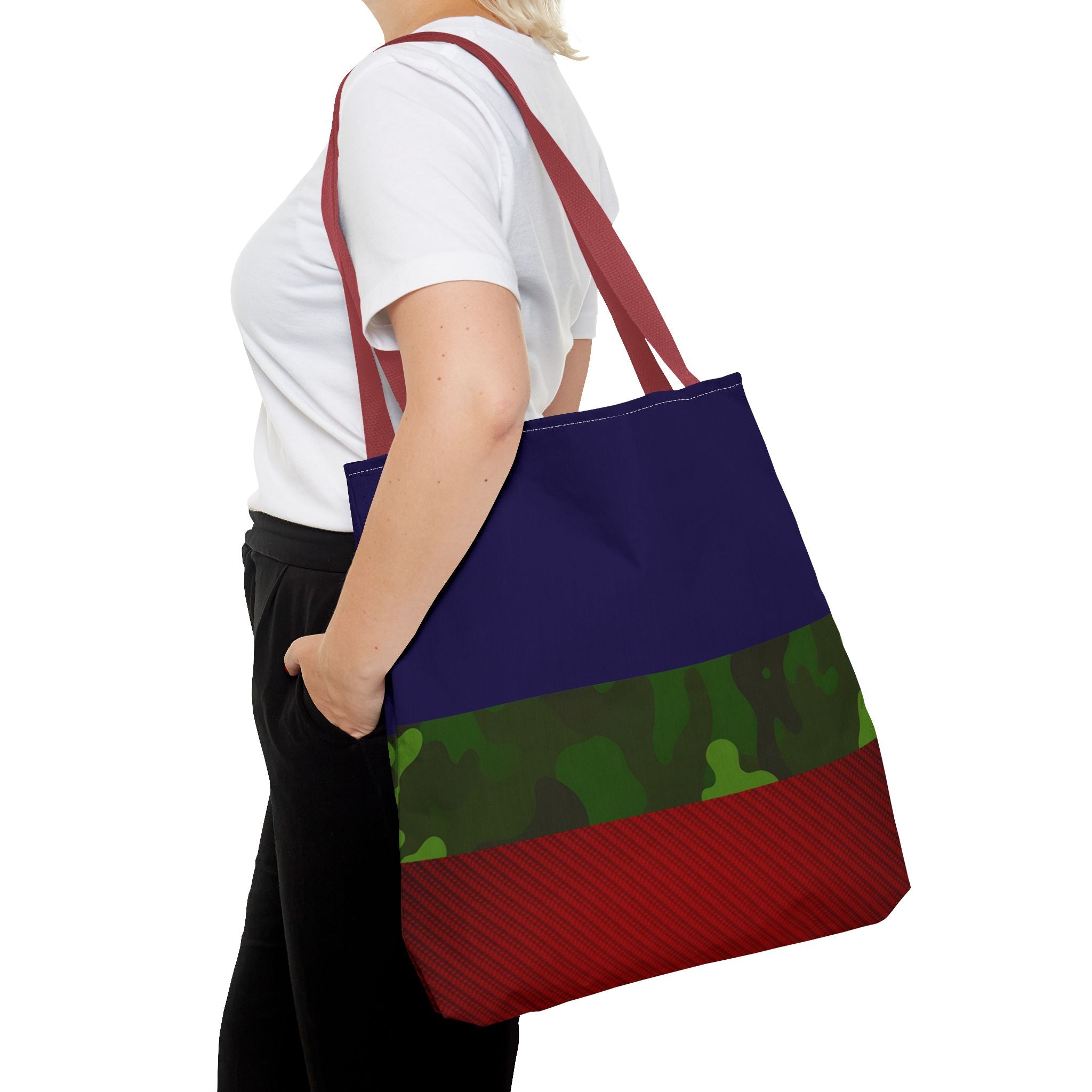 Green Camouflage Tote Bag | Blue Red Green Camo Pattern