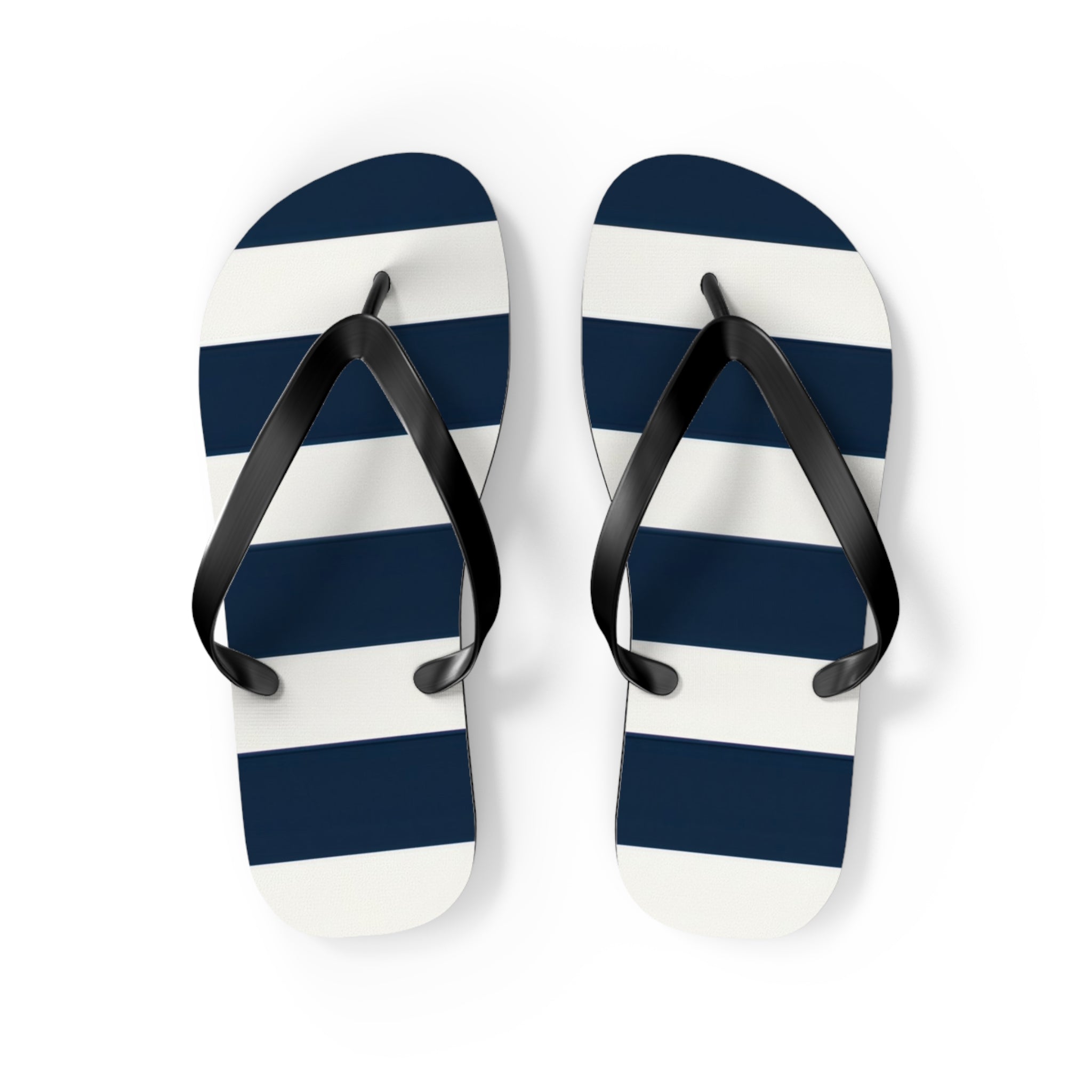 Navy & White Striped Flip Flops — Classic Beach Sandals