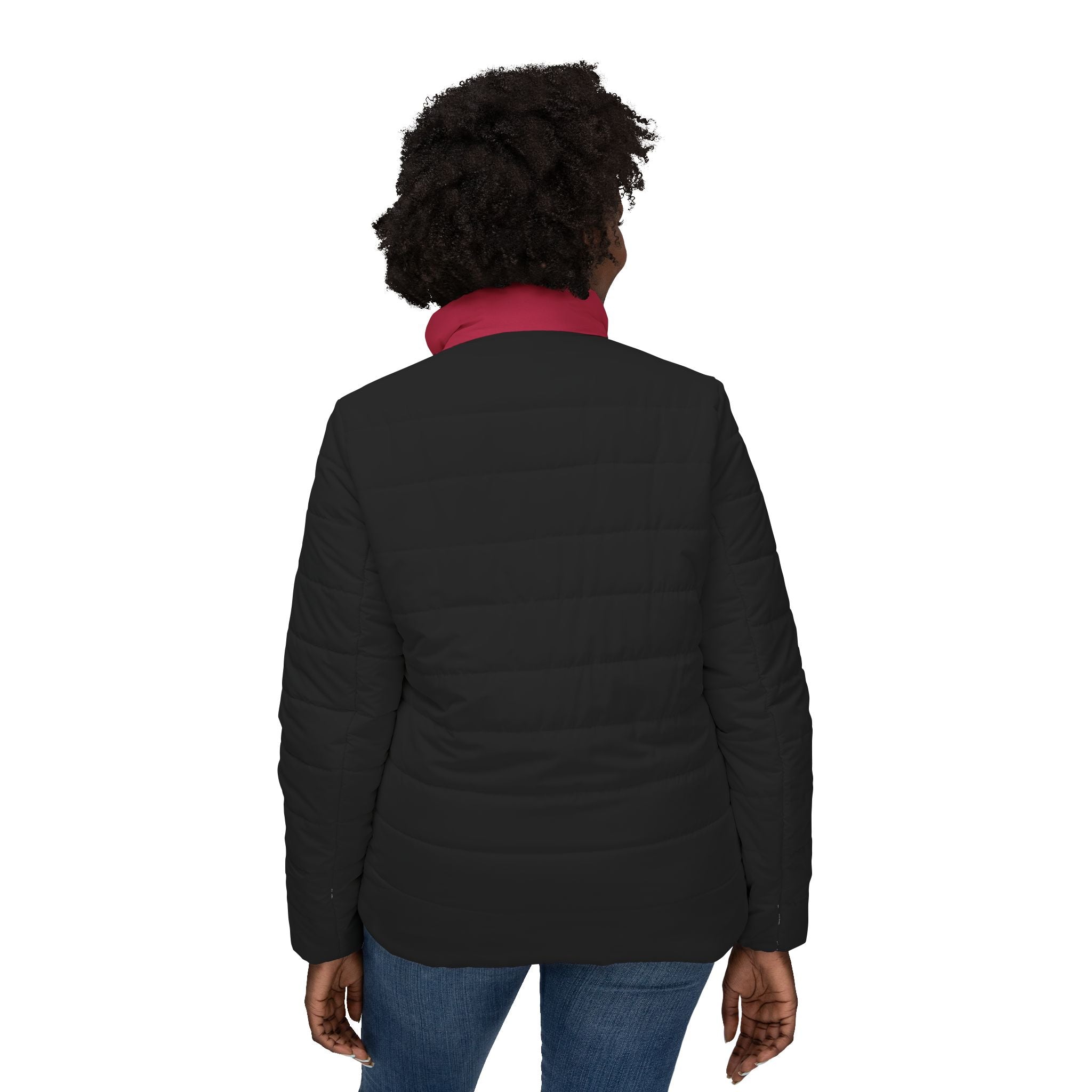 Women's Puffer Jacket - Lightweight Quilted Coat with Contrast Collar