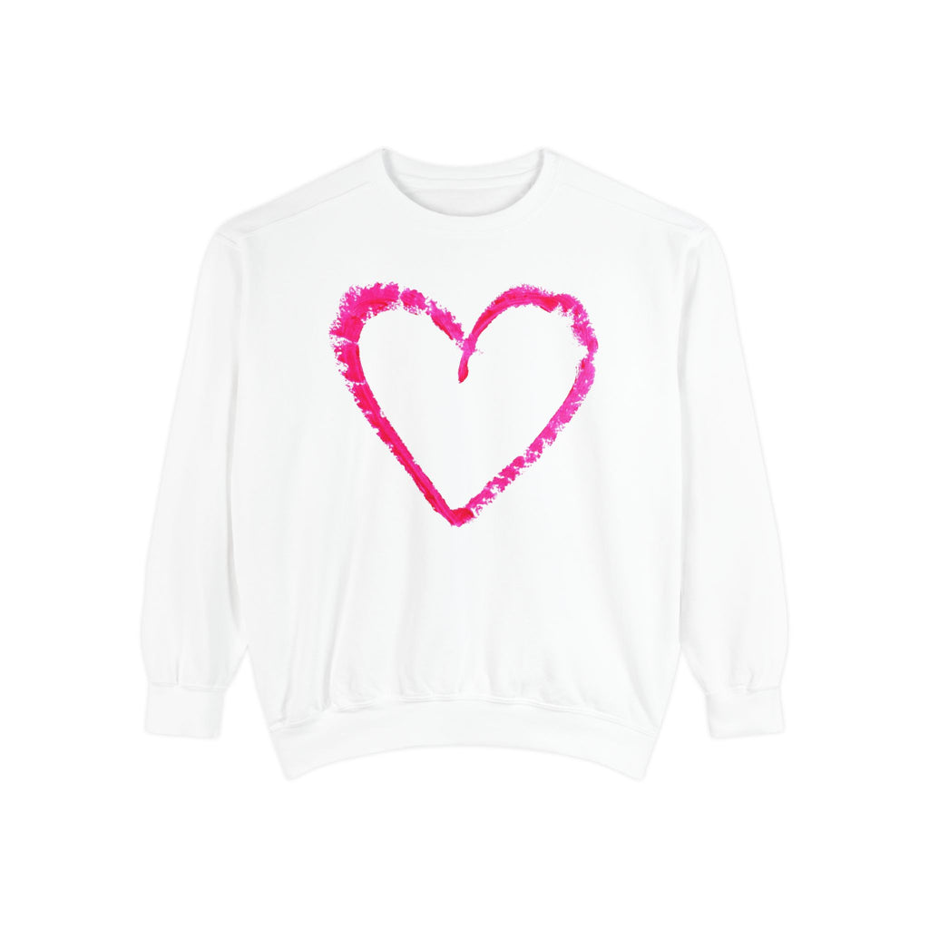 Valentine's Pink Brushstroke Heart Sweatshirt, Heart Graphic Crewneck