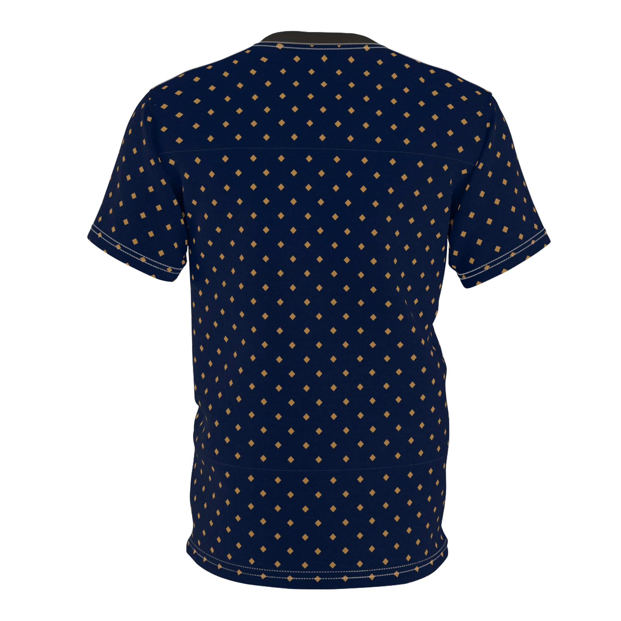 Navy Gold Dot Pattern Tee — Casual Shirt