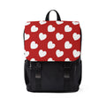 Valentine's Hearts Black Backpack — White Heart Print Shoulder Bag