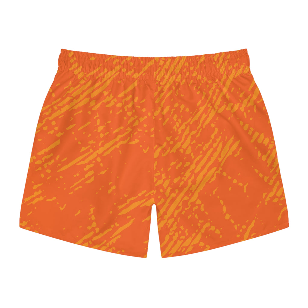 Men's Orange Tropical Wave Swim Trunks — All-Over Print