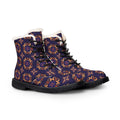 Men's Patterned Fur-Lined Leather Boots — Cozy Winter Lace-Up Boots