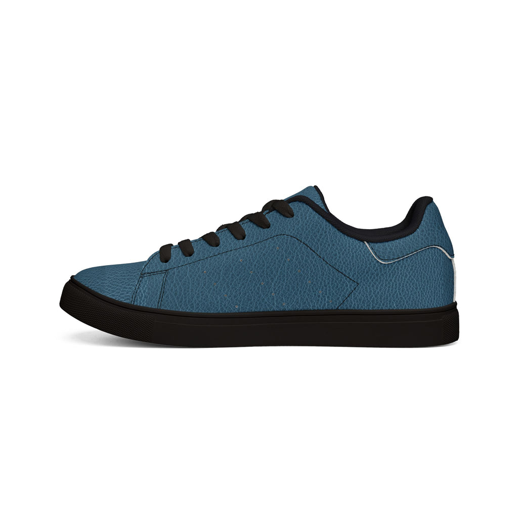Men's Low-Top Leather Sneakers — Classic Casual Blue Skate Shoes