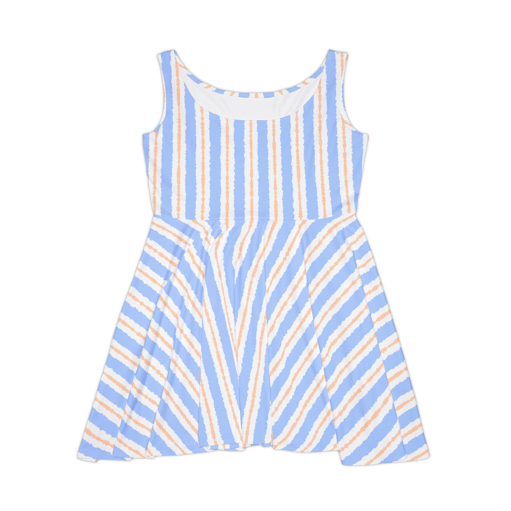 Blue & Beige Striped Dress — Casual Summer A-Line Dress