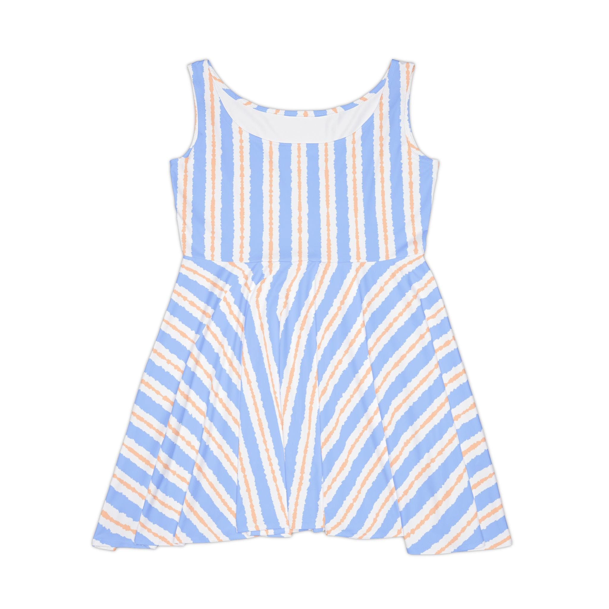 Blue & Beige Striped Dress — Casual Summer A-Line Dress