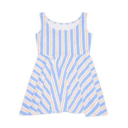 Blue & Beige Striped Dress — Casual Summer A-Line Dress