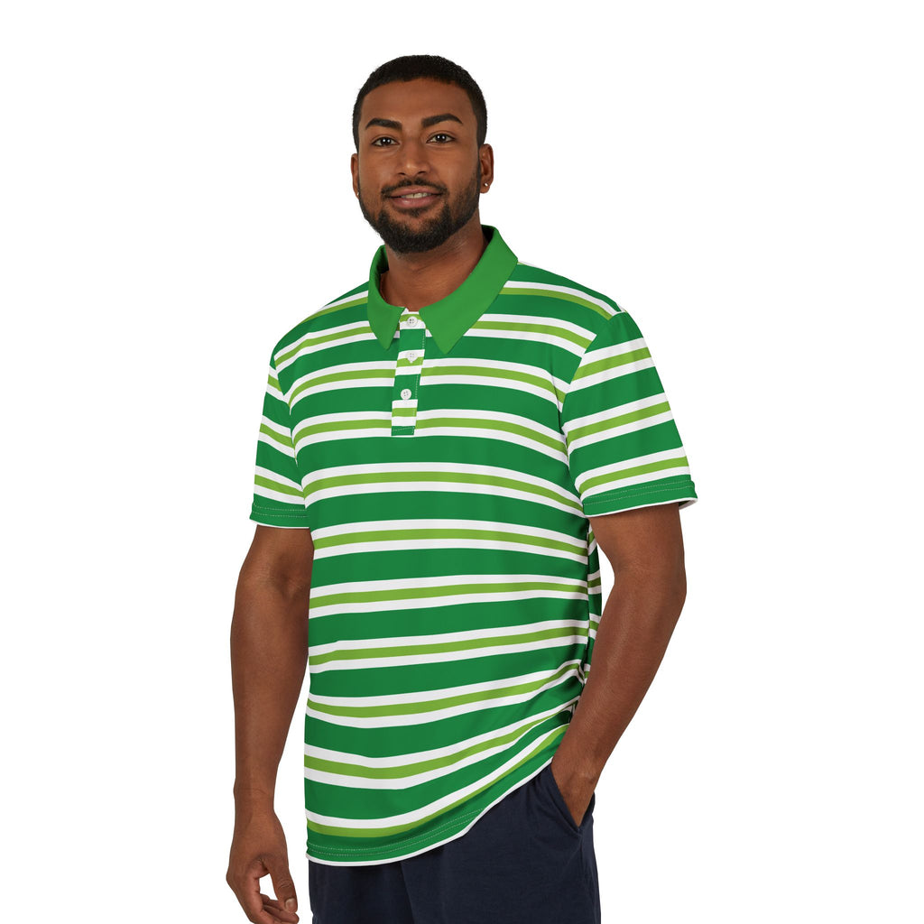 Striped Green Polo Shirt — Classic Golf & Casual Tee
