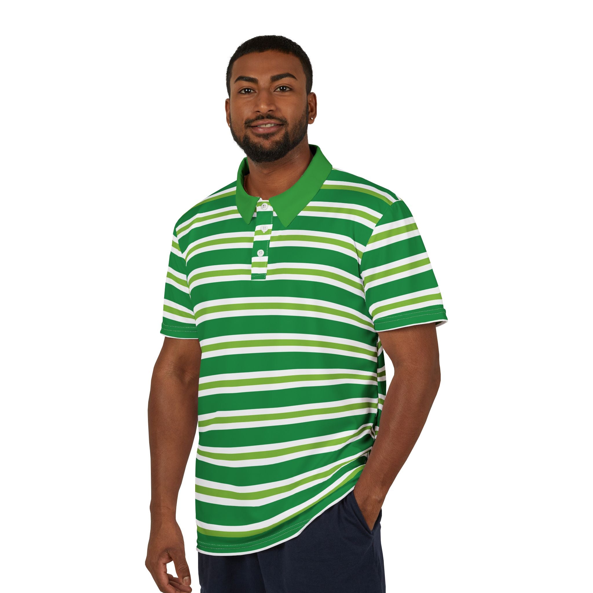 Striped Green Polo Shirt — Classic Golf & Casual Tee