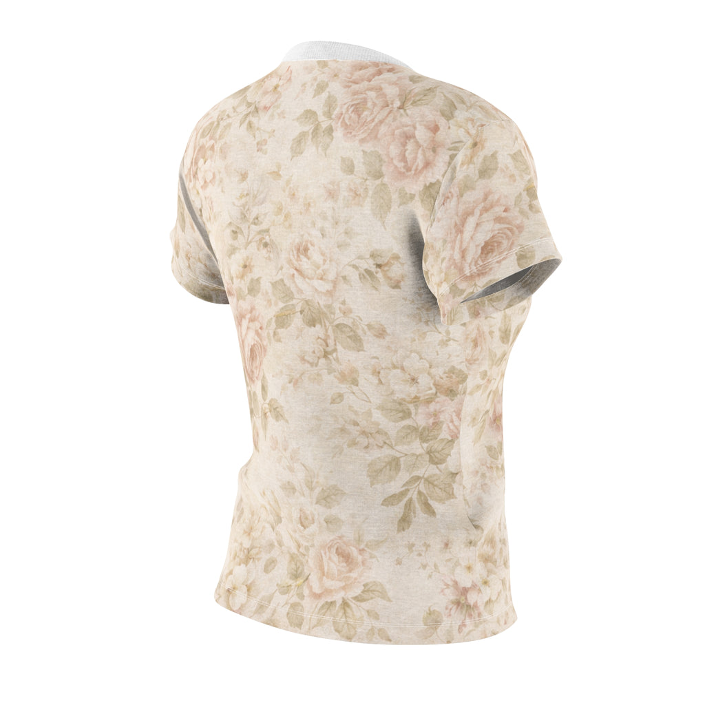 Vintage Blush Rose Floral Print Tee