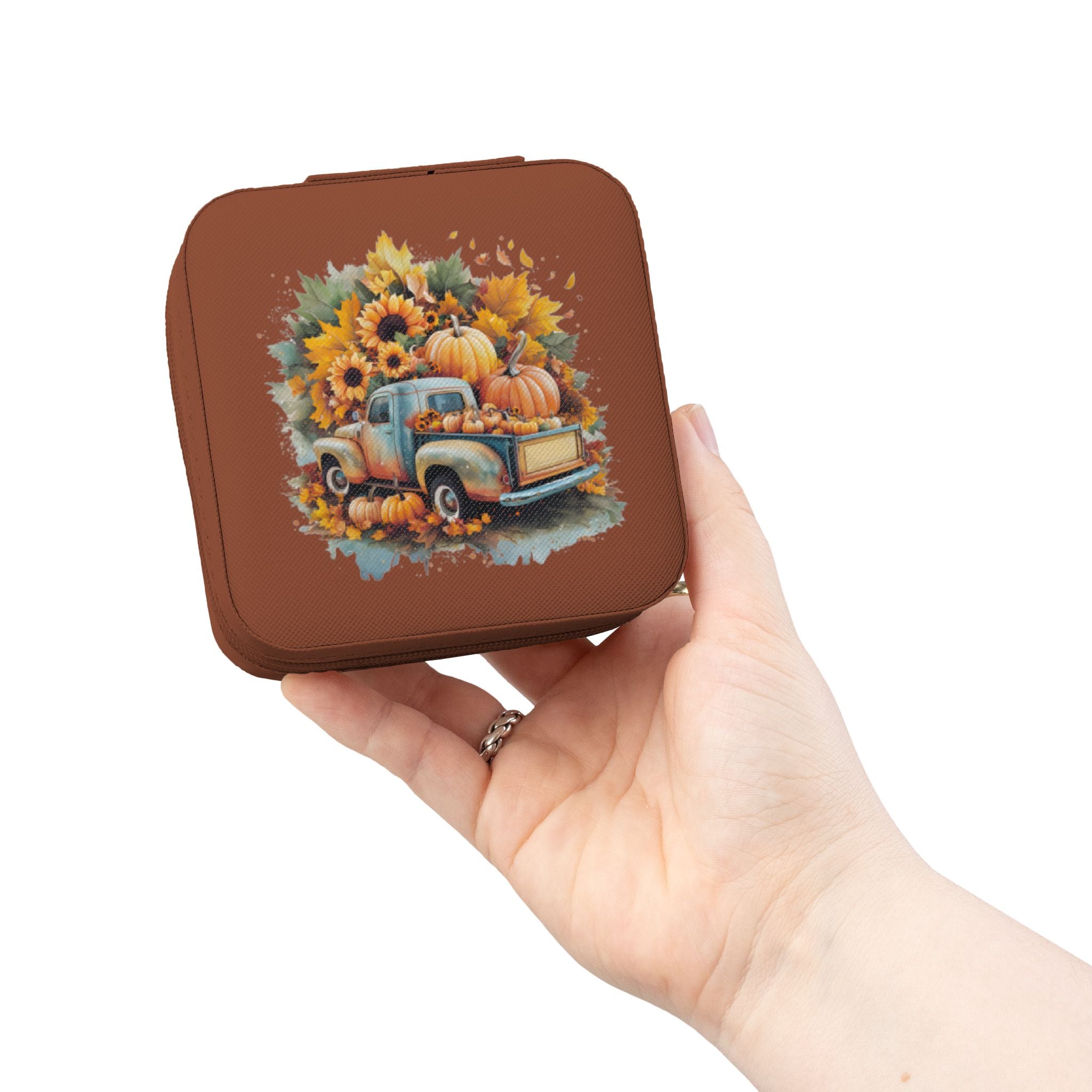 Autumn Truck Jewelry Travel Case — Compact Fall-Themed Travel Organizer