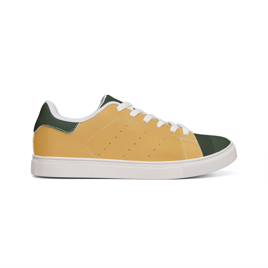 Men's Low-Top Leather Sneakers — Casual Mustard Skate-Style Shoes