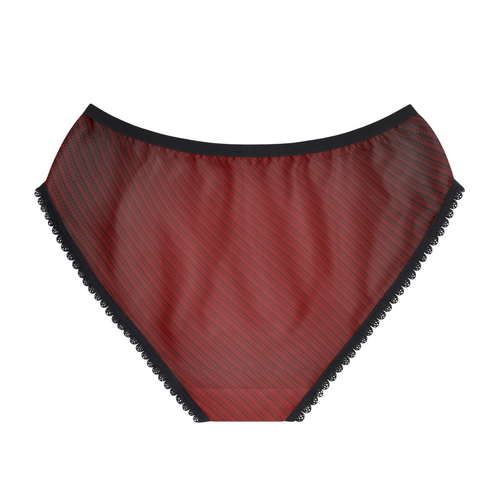 Women's Lace-Trim Vintage Crimson Red Briefs — Comfortable Everyday Bikini Panties