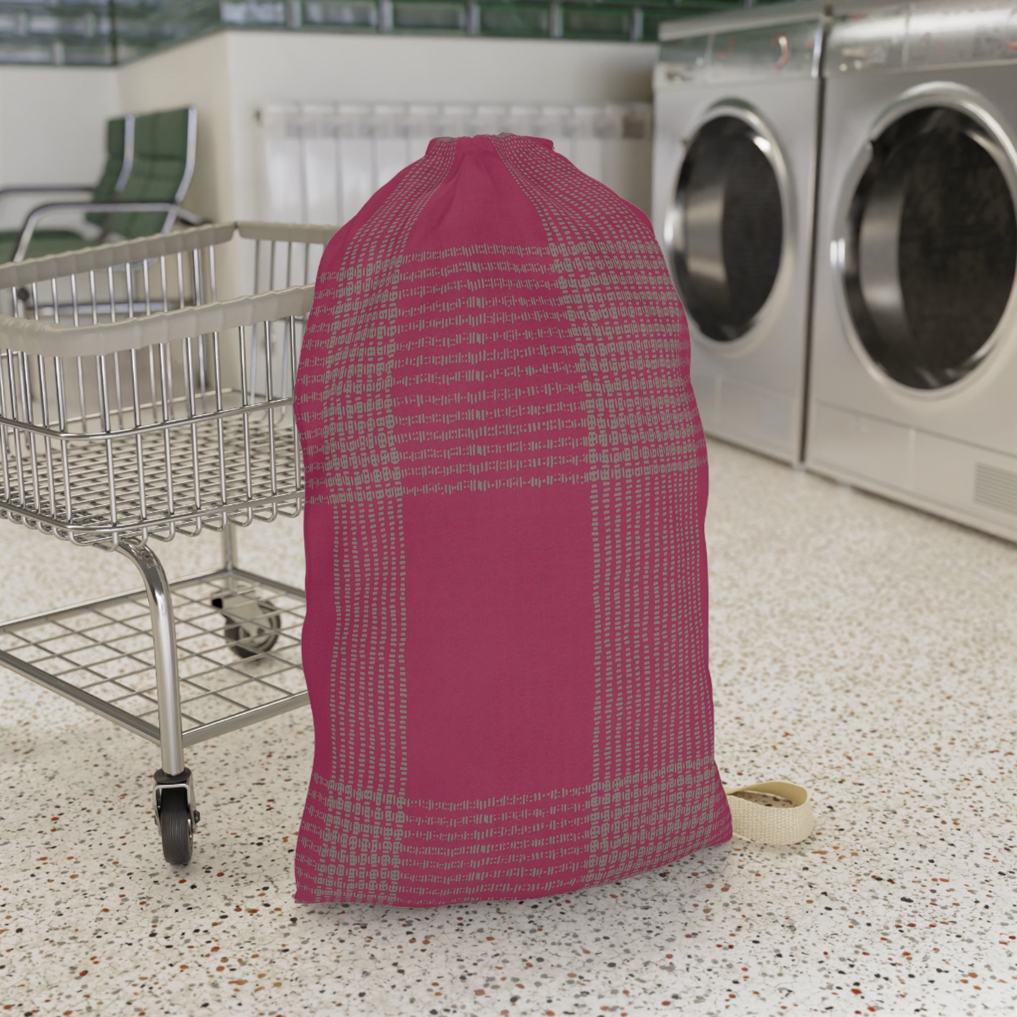 Plaid Laundry Bag — Pink Buffalo Check Drawstring Bag for Dorms & Travel