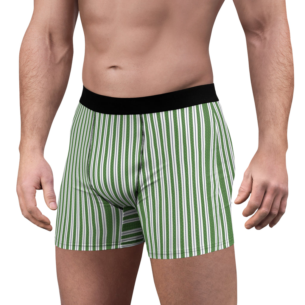 Green Vertical Stripe Boxer Briefs