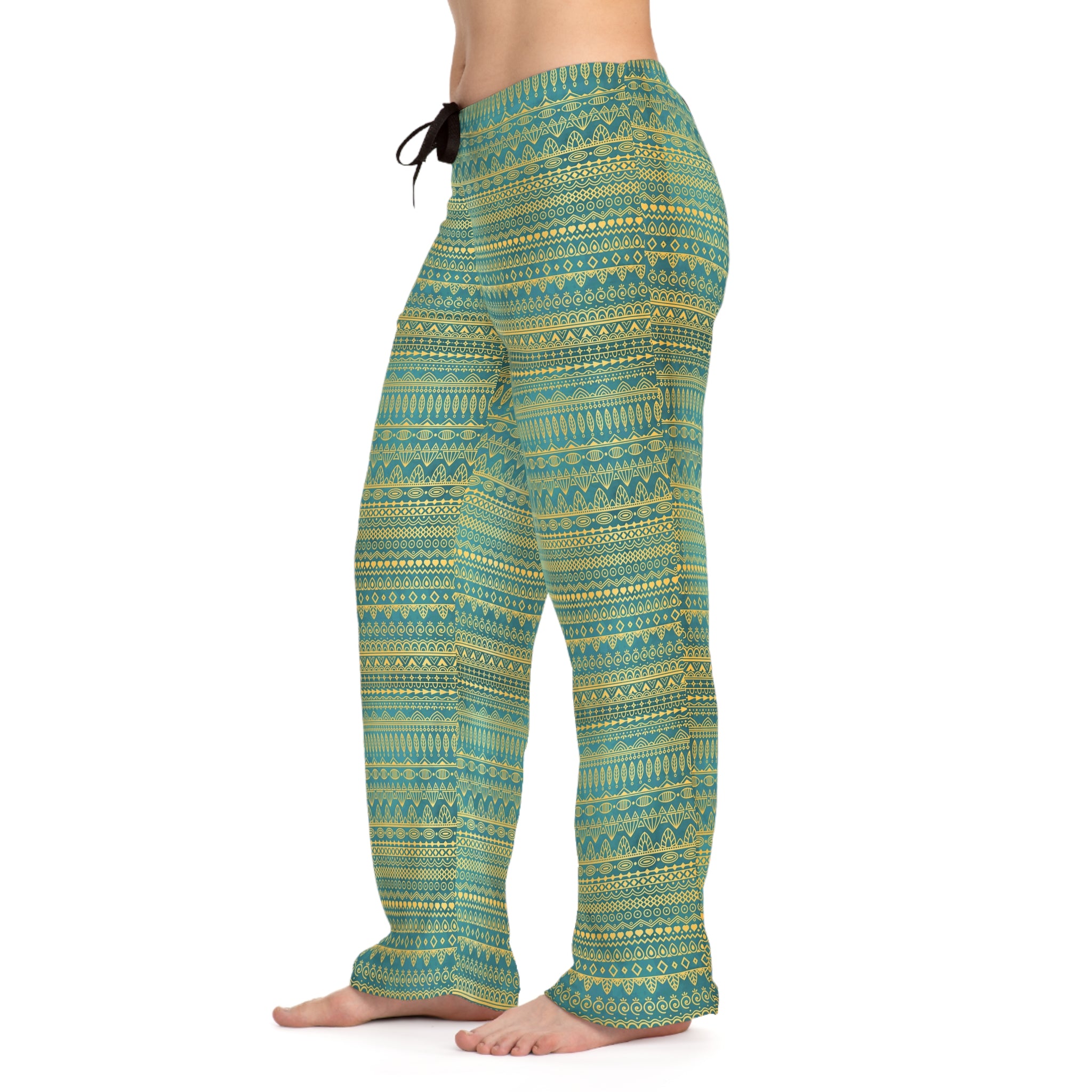 Teal Tribal Stripe Women's Pajama Pants - Cozy Lounge Sleepwear