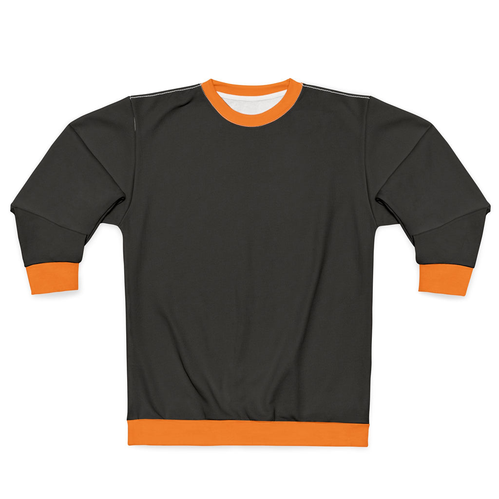 Halloween Orange-Trim Sweatshirt — Black Crewneck with Orange Cuffs & Hem
