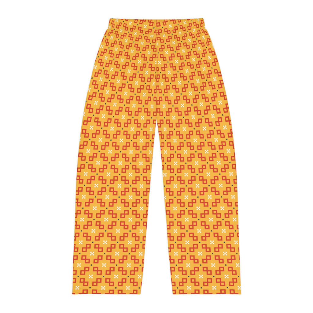 Retro Geometric Men's Pajama Pants – Orange Yellow