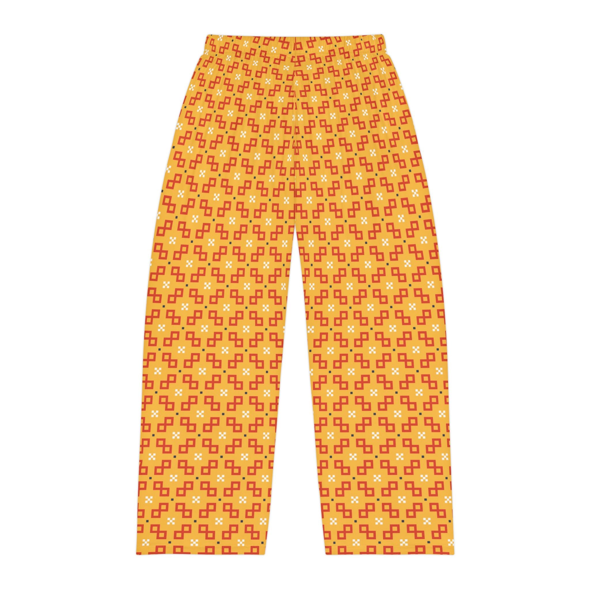 Retro Geometric Men's Pajama Pants – Orange Yellow