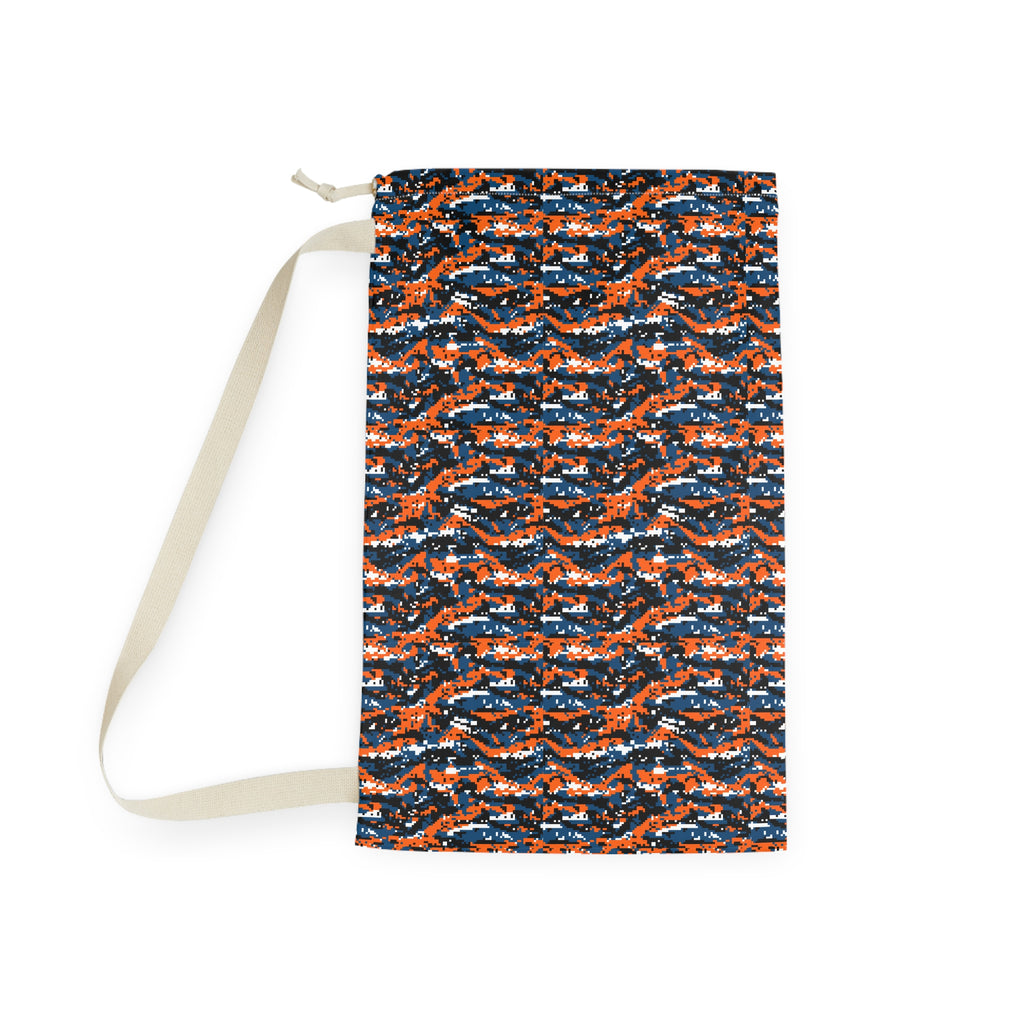 Camouflage Wave Laundry Bag — Orange & Navy Drawstring