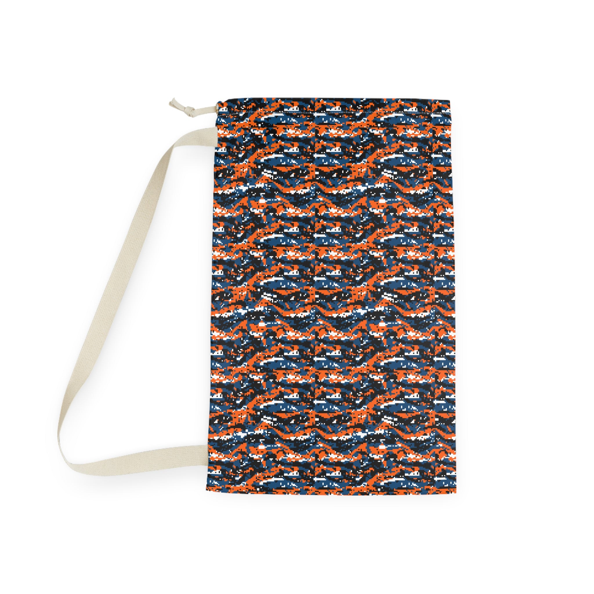 Camouflage Wave Laundry Bag — Orange & Navy Drawstring