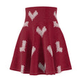 Knit Heart Pattern Skater Skirt | Red Heart Print Skirt
