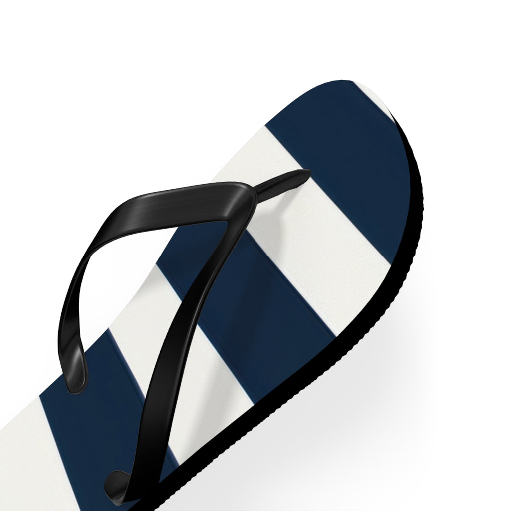 Navy & White Striped Flip Flops — Classic Beach Sandals