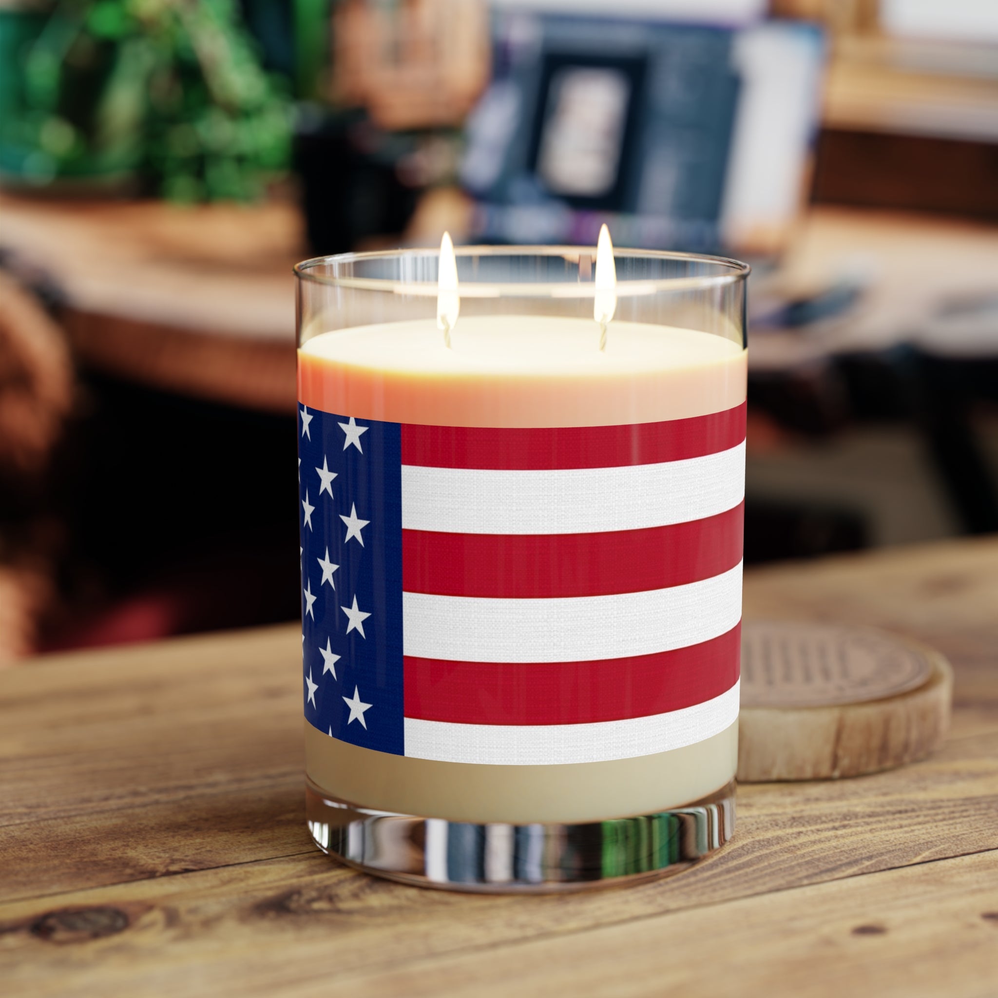 American Flag Candle | 11oz Glass Patriotic USA Stars Stripes