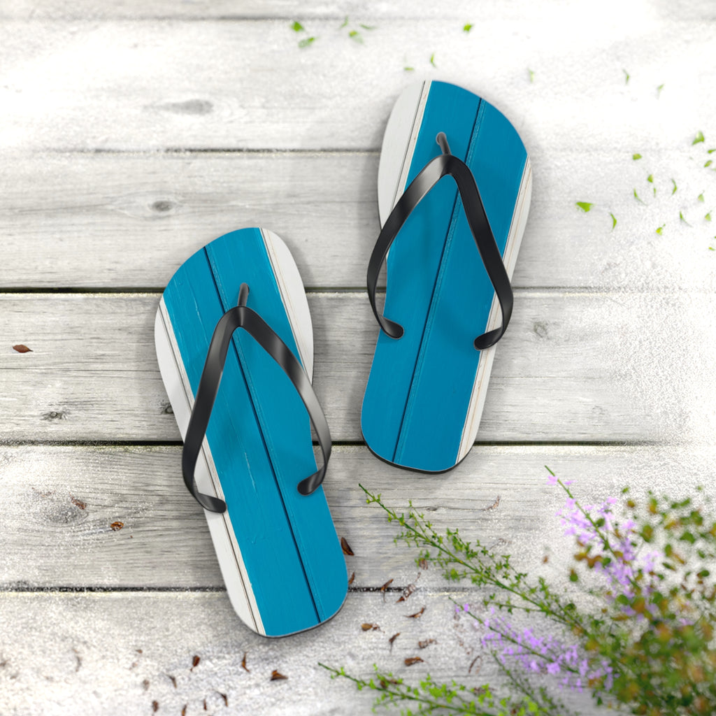 Light Blue Striped Beach Flip Flops – Casual Summer Sandals