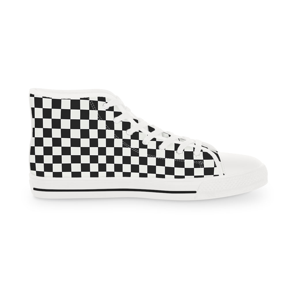 Checkerboard High Top Sneakers — Black & White Classic Skate Shoes