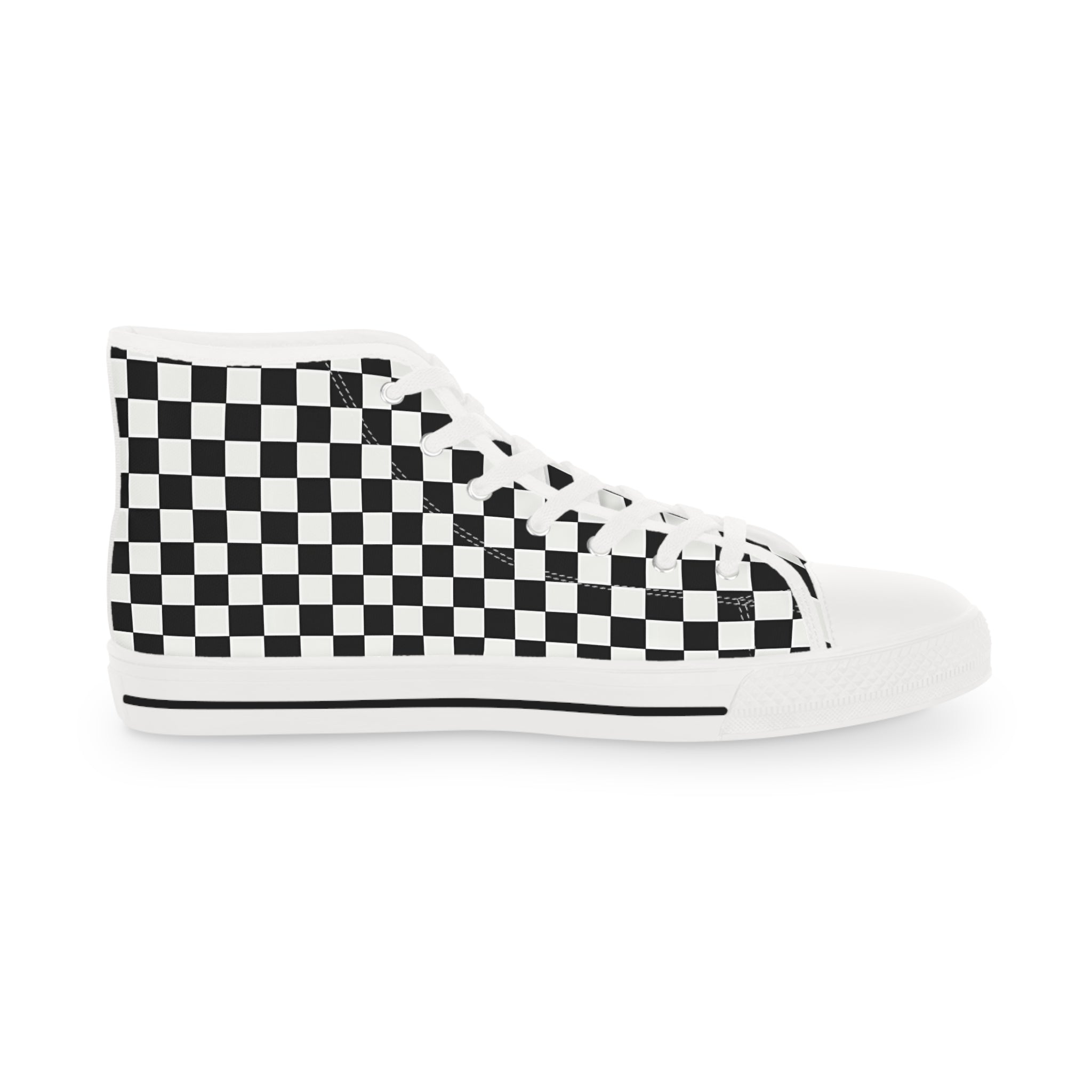 Checkerboard High Top Sneakers — Black & White Classic Skate Shoes